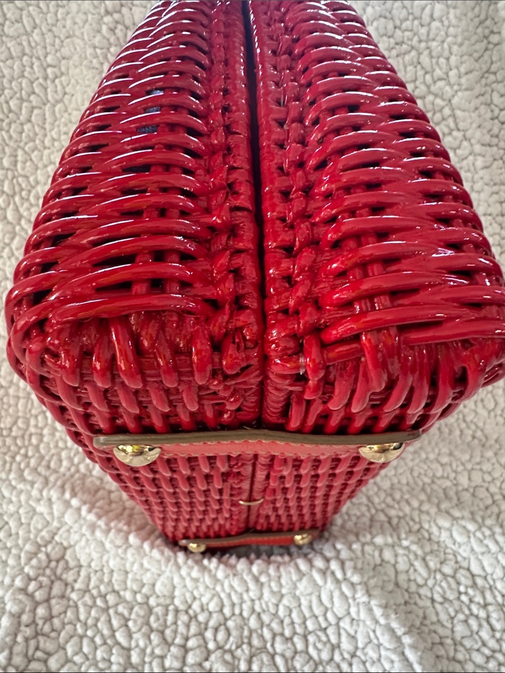 Salvatore Ferragamo Gancini Red Woven Rattan Basket Top-Handle Satchel with CoA - Picture 9 of 16